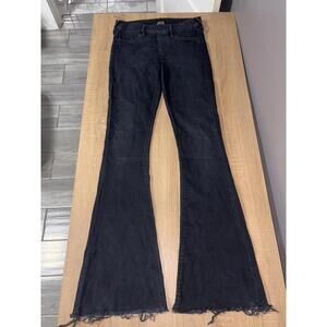 True Religion Black Joey Flare Jeans XS USA Made Frayed Hem Low Rise